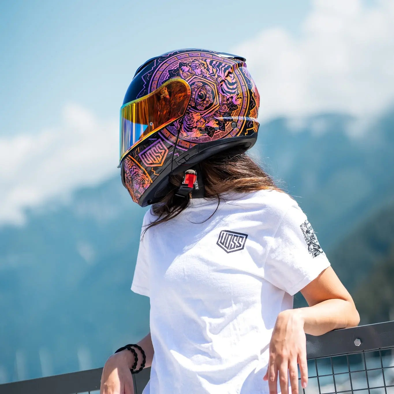 Voss 580 Conquest Gloss Neon Mandala Motorcycle Helmet - Boutique of Leathers/Open Road