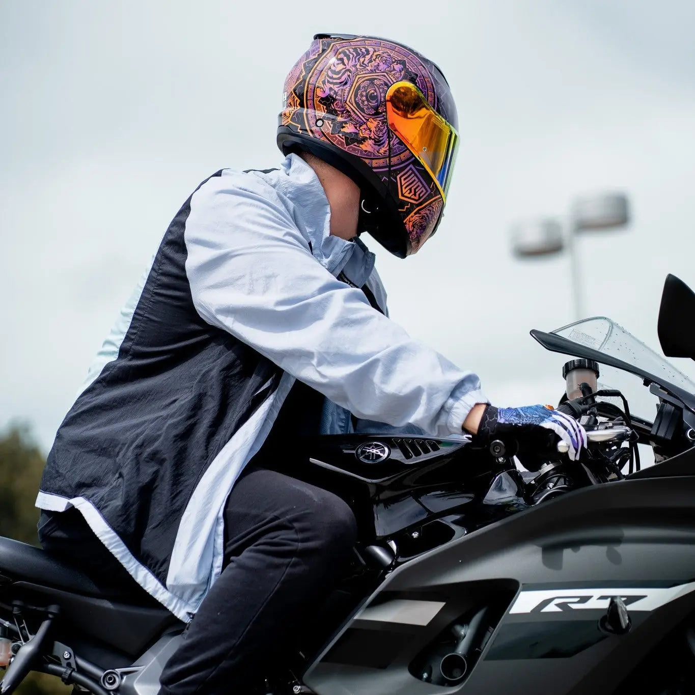 Voss 580 Conquest Gloss Neon Mandala Motorcycle Helmet - Boutique of Leathers/Open Road