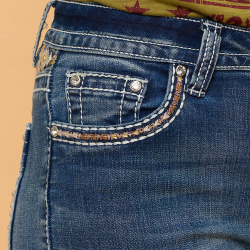 Westfield Eagle Women’s Embroidered Bootcut Jeans. Steerhead Bling Stretch Denim
