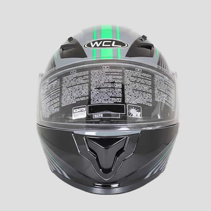 West Coast Leather Black and Green Leather Biker Helmet Motorcycle Helmets Boutique of Leathers/Open Road