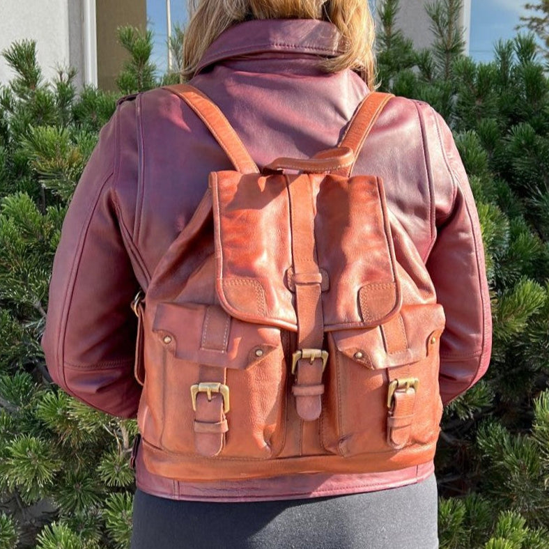 Leather Drawstring Backpack - Boutique of Leathers/Open Road