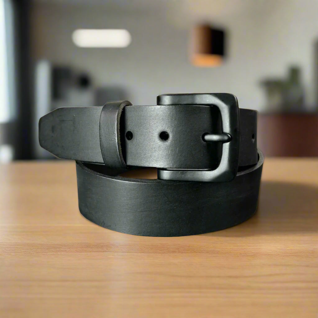 Men's Buffalo Grain Leather Belt - Boutique of Leathers/Open Road