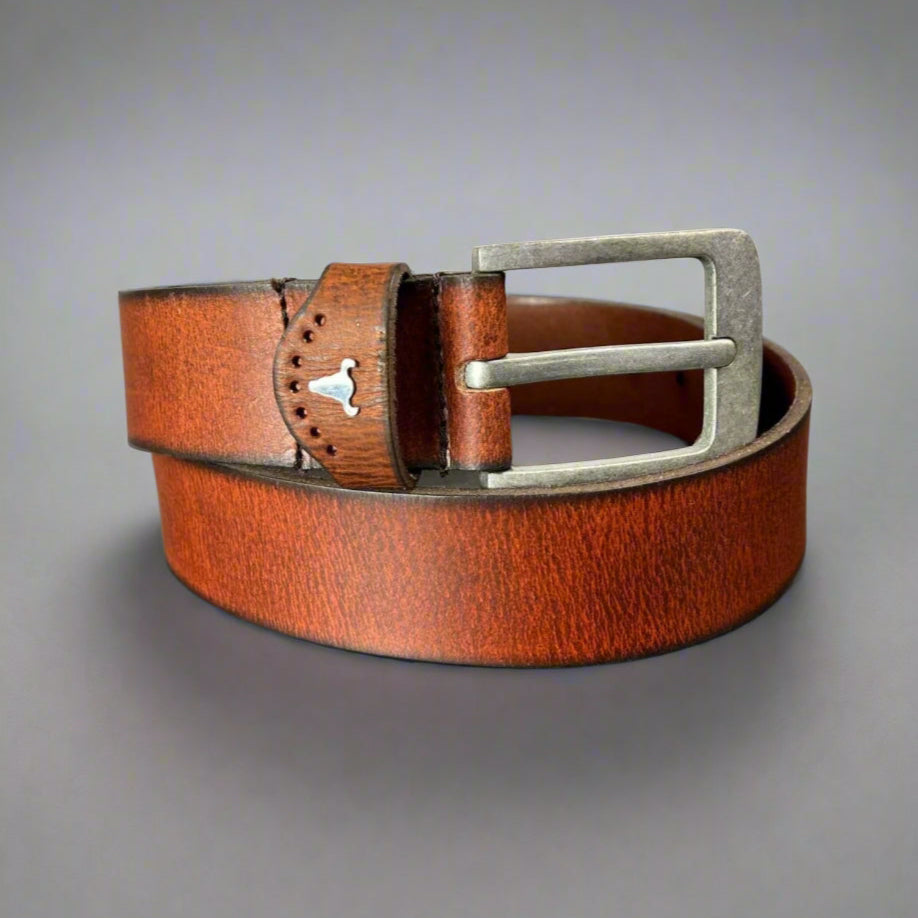 Men's Buffalo Grain Leather Belt - Boutique of Leathers/Open Road