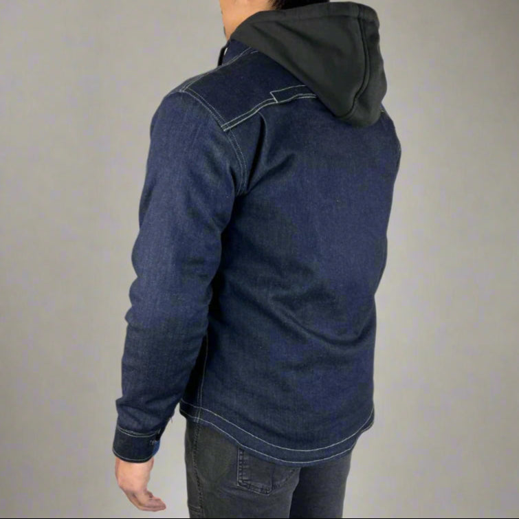 Men’s Armored Denim Shirt with Removable Hoodie - Boutique of Leathers/Open Road