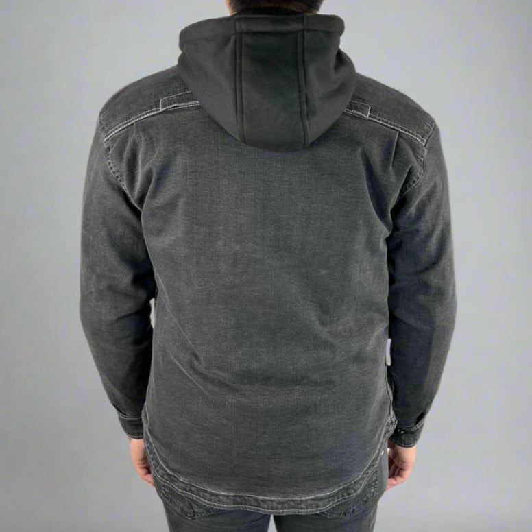 Men’s Armored Denim Shirt with Removable Hoodie - Boutique of Leathers/Open Road