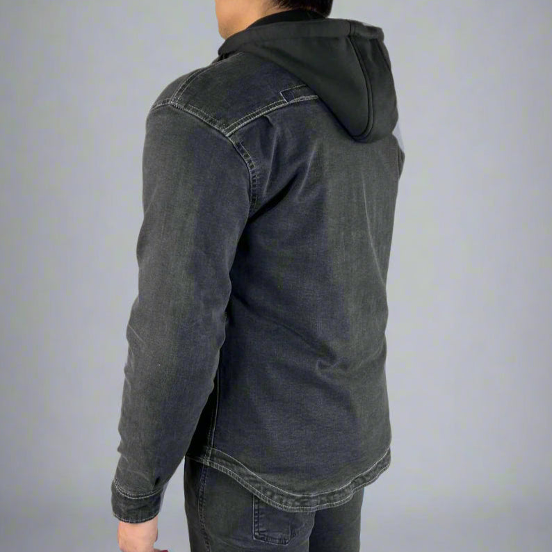 Men’s Armored Denim Shirt with Removable Hoodie - Boutique of Leathers/Open Road