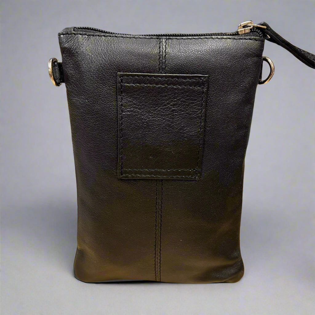 Greenwood Leather Mini Crossbody Bag with 3 Zipper Pockets - Boutique of Leathers/Open Road