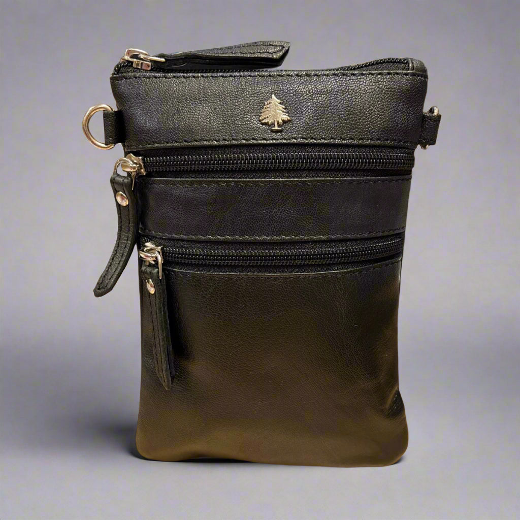 Greenwood Leather Mini Crossbody Bag with 3 Zipper Pockets - Boutique of Leathers/Open Road