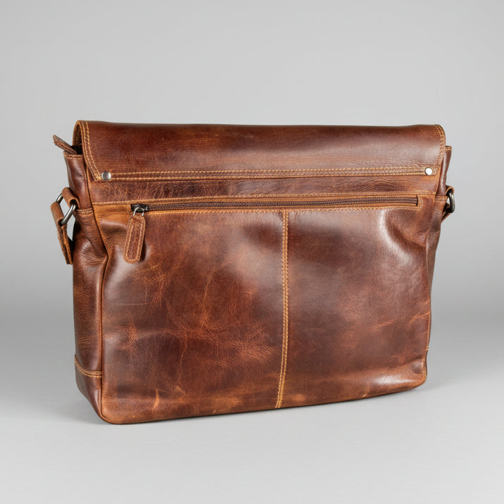 Greenwood Leather Laptop Bag. Premium Waxed Full-Grain Leather Briefcase for 16" Laptops - Boutique of Leathers/Open Road