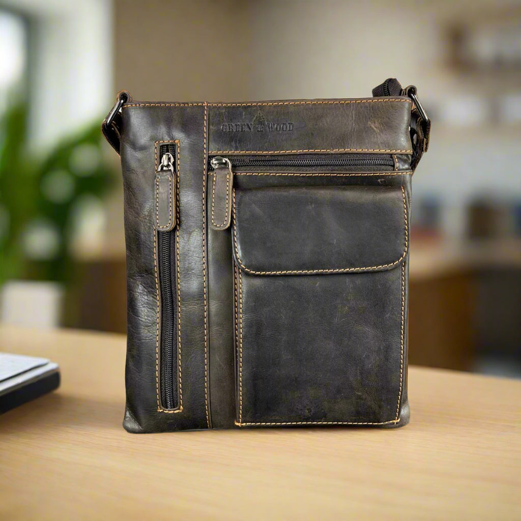 Greenwood Leather Cross Body Bag. Premium Full-Grain Leather Handbag with Multiple Pockets - Boutique of Leathers/Open Road