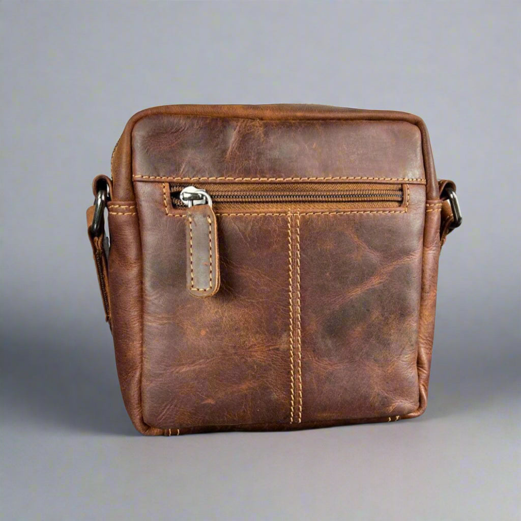 Greenwood Leather Mini-Messenger Bag. Compact Wax Pull-Up Leather Bag for Urban Adventures - Boutique of Leathers/Open Road