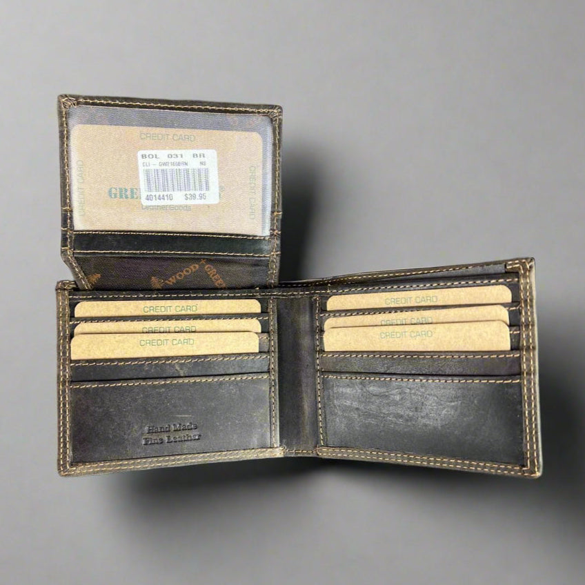Greenwood Men's Leather Bifold Wallet. Premium RFID Protection Wallet with Flip Compartment - Boutique of Leathers/Open Road