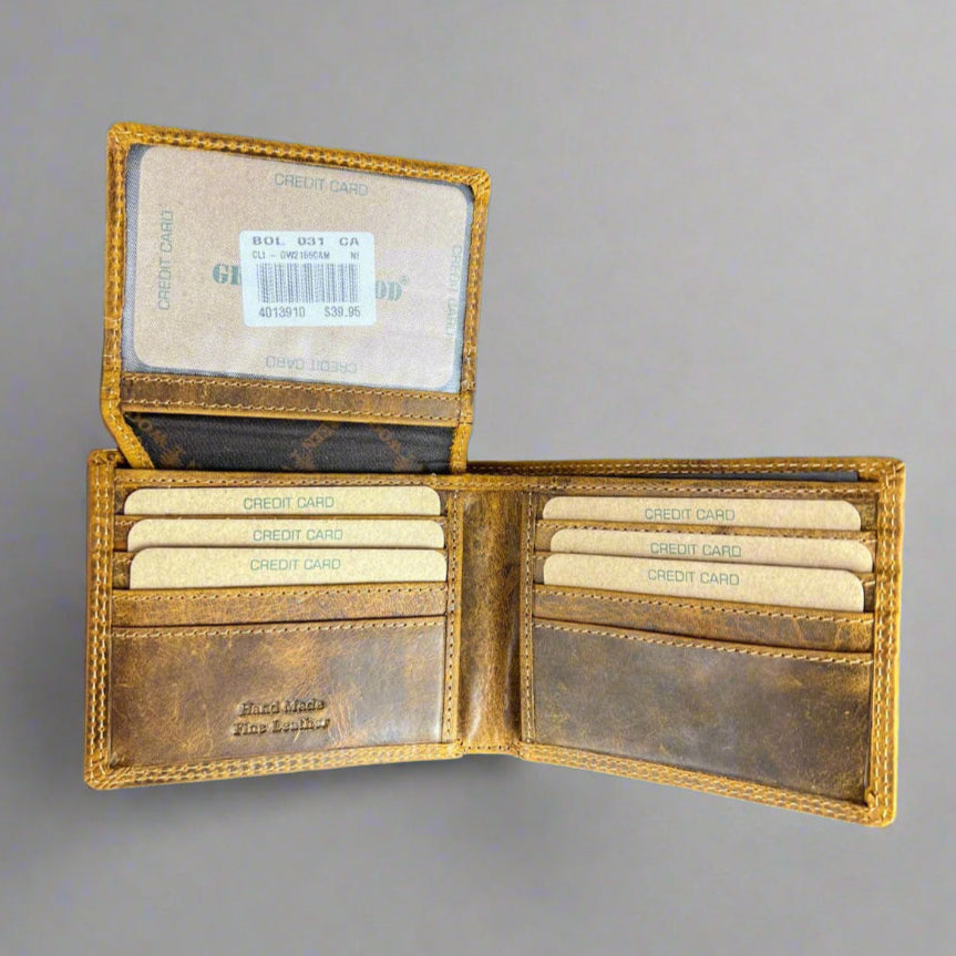 Greenwood Men's Leather Bifold Wallet. Premium RFID Protection Wallet with Flip Compartment - Boutique of Leathers/Open Road
