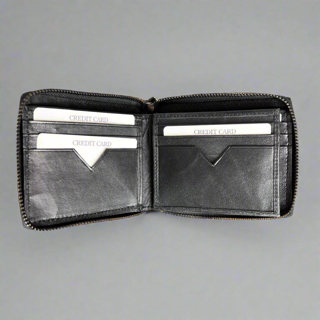 Greenwood Men's Leather Wallet. Premium RFID Protection Zip-Around Wallet - Boutique of Leathers/Open Road
