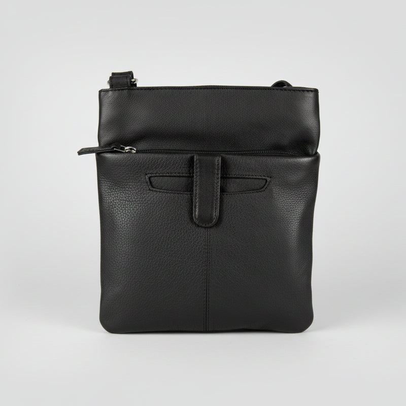 JBG Slim Genuine Leather Crossbody Bag. RFID Blocking Travel Purse with Multi-Zipper Pockets - Boutique of Leathers/Open Road