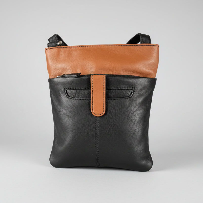 JBG Slim Genuine Leather Crossbody Bag. RFID Blocking Travel Purse with Multi-Zipper Pockets - Boutique of Leathers/Open Road