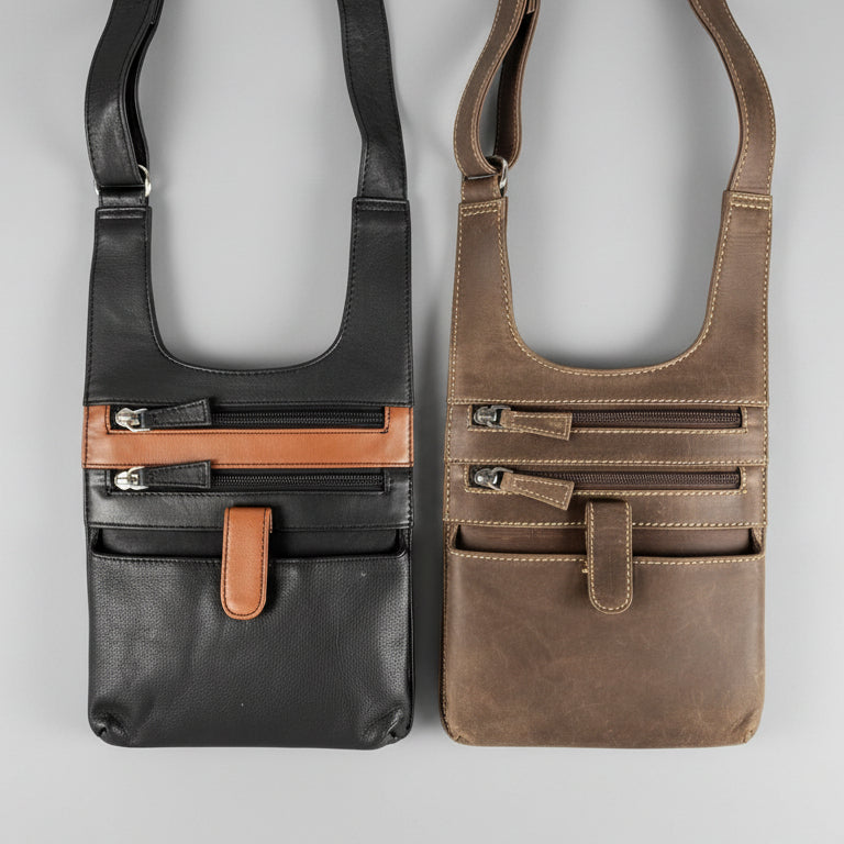 JBG Slim RFID Leather Crossbody Organizer Bag. Anti-Theft Travel Purse - Boutique of Leathers/Open Road