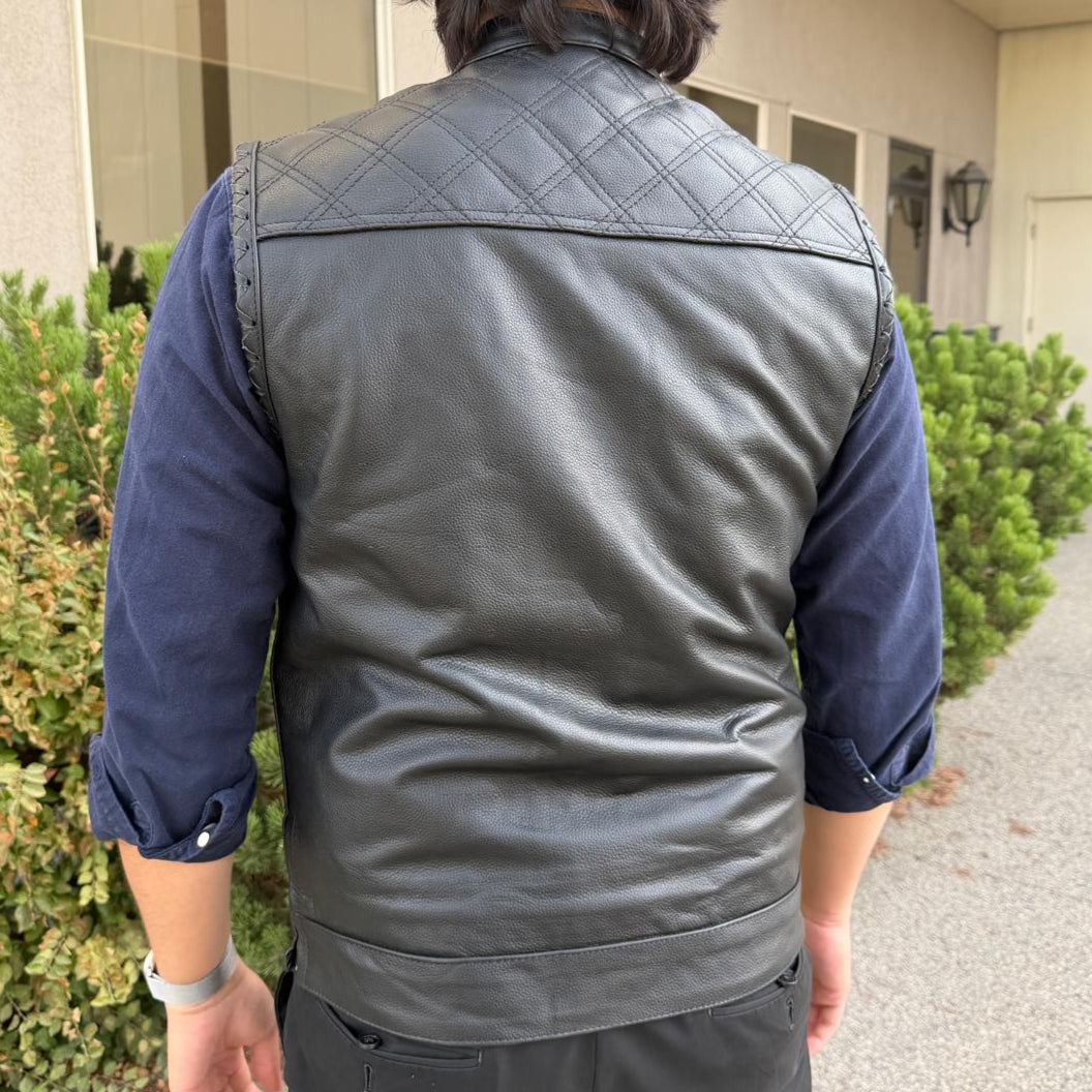 Men's Genuine Cow Leather Biker Club Vest - Boutique of Leathers/Open Road