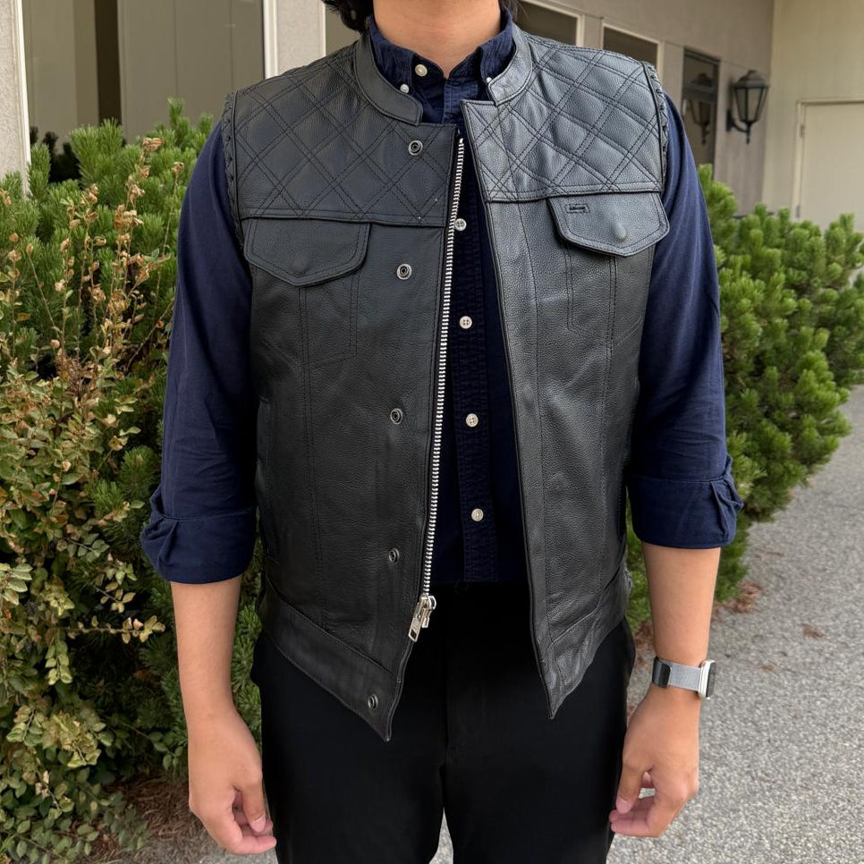 Men's Genuine Cow Leather Biker Club Vest - Boutique of Leathers/Open Road