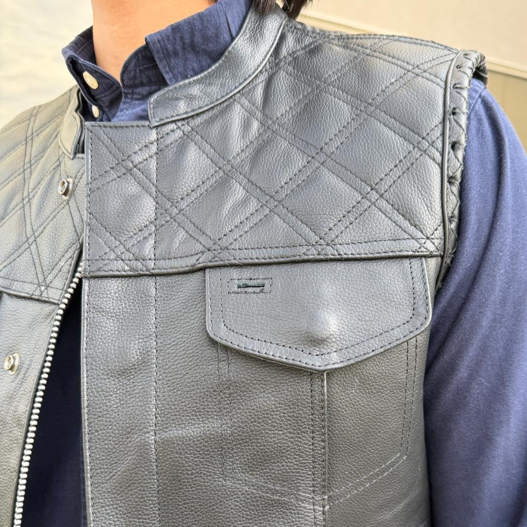 Men's Genuine Cow Leather Biker Club Vest - Boutique of Leathers/Open Road