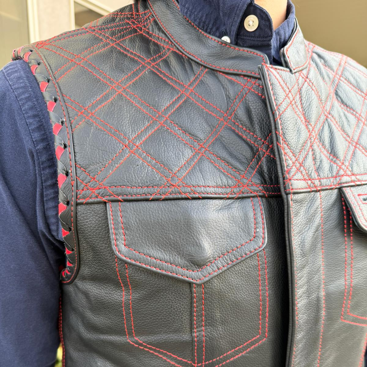 Men's Genuine Cow Leather Biker Club Vest - Boutique of Leathers/Open Road