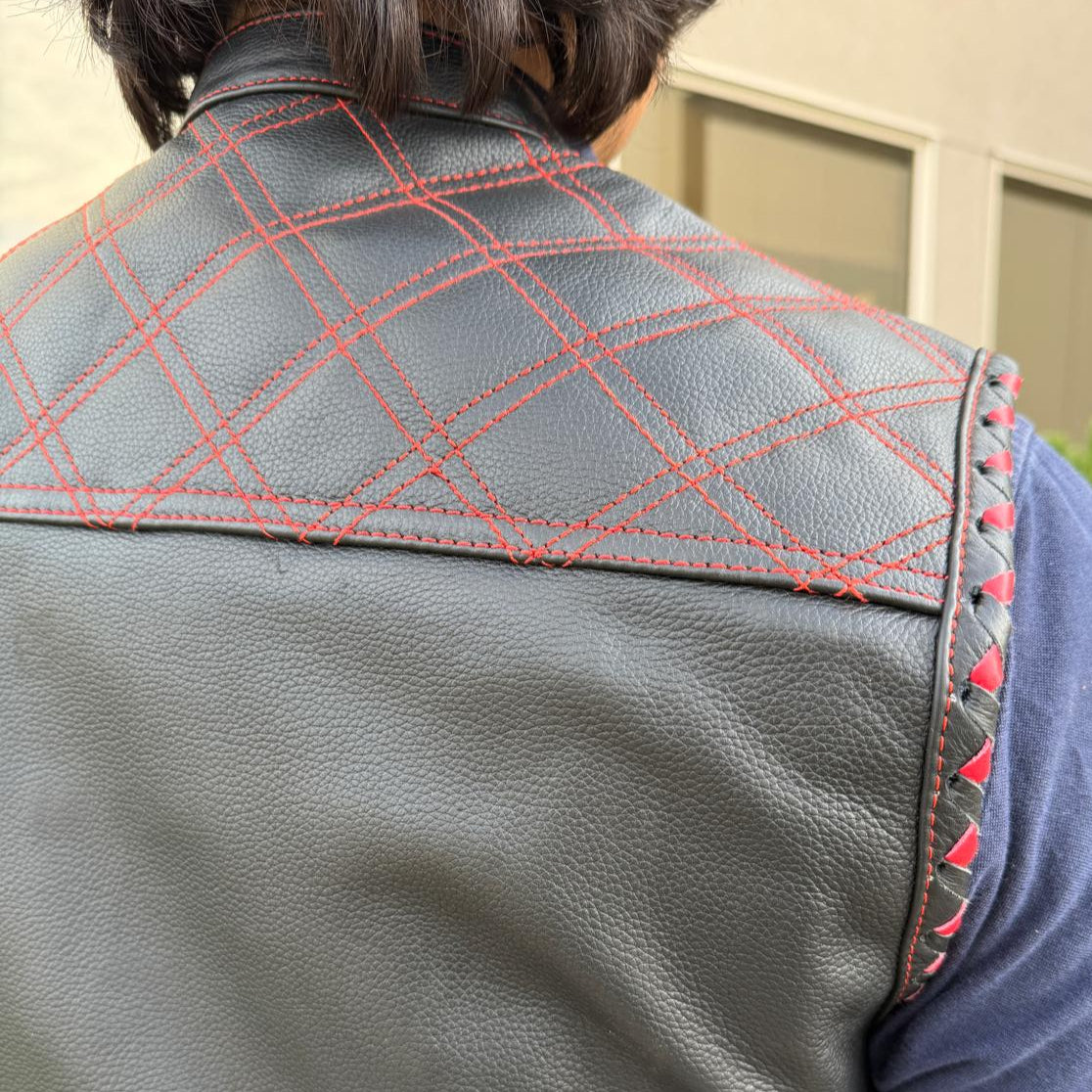 Men's Genuine Cow Leather Biker Club Vest - Boutique of Leathers/Open Road