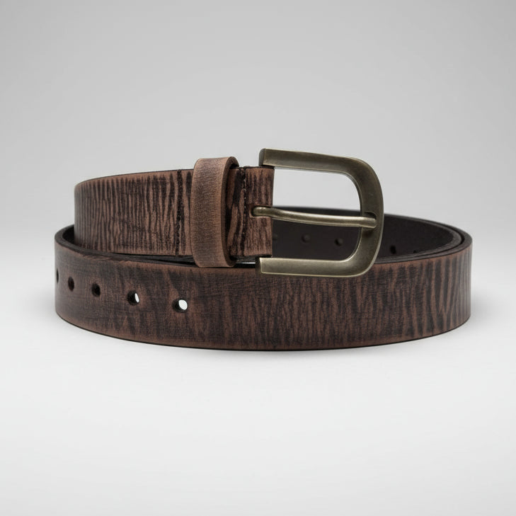 Men's Classic Matte Distressed Variegated Leather Belt - Boutique of Leathers/Open Road