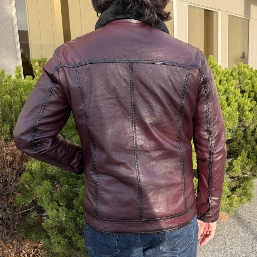 Men's Sheep Leather Jacket with Removable Fur Collar - Boutique of Leathers/Open Road