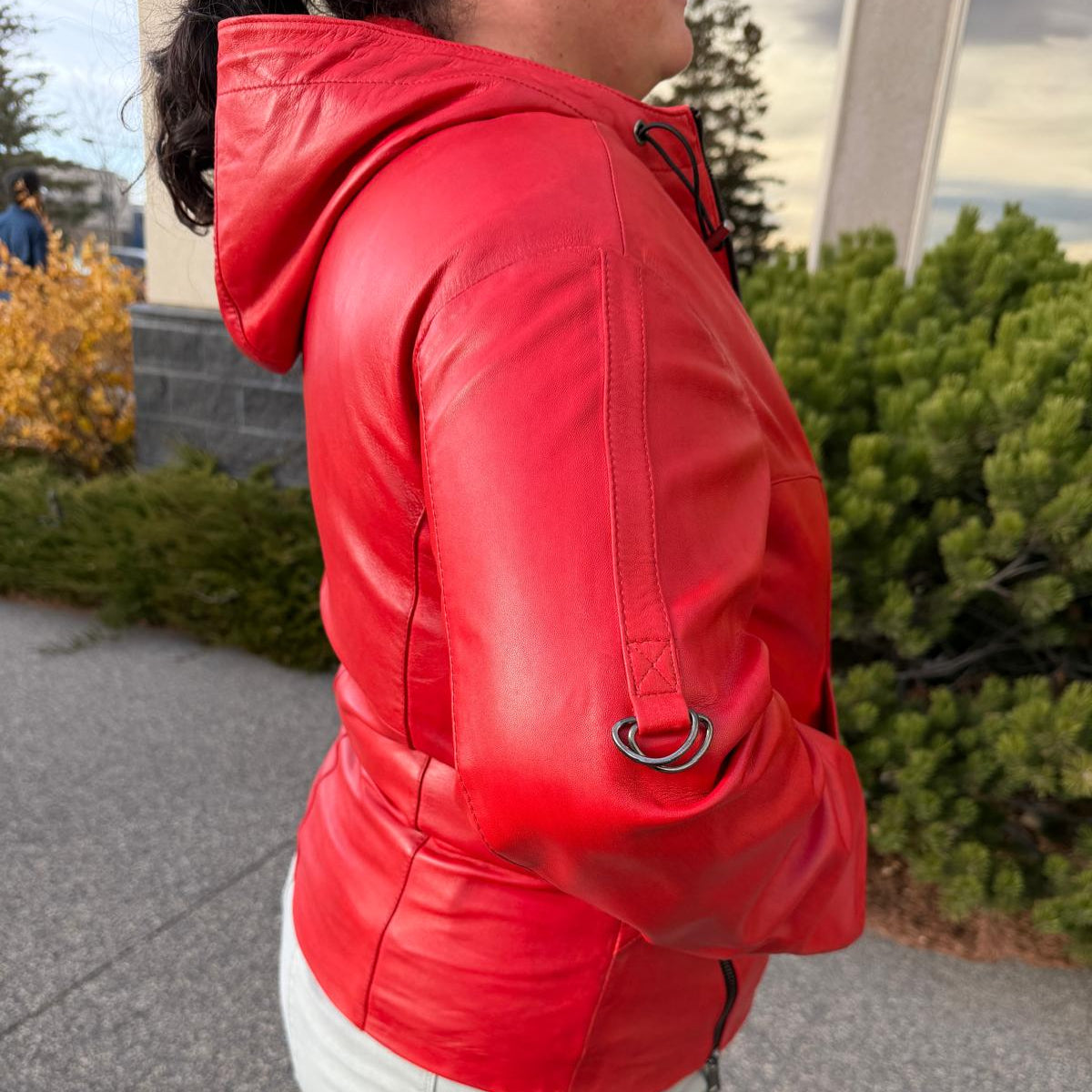 Sporty Women's Lamb Leather Hoodie Jacket - Boutique of Leathers/Open Road