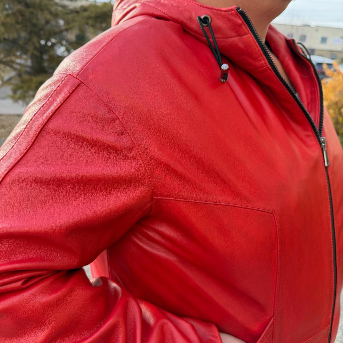 Sporty Women's Lamb Leather Hoodie Jacket - Boutique of Leathers/Open Road