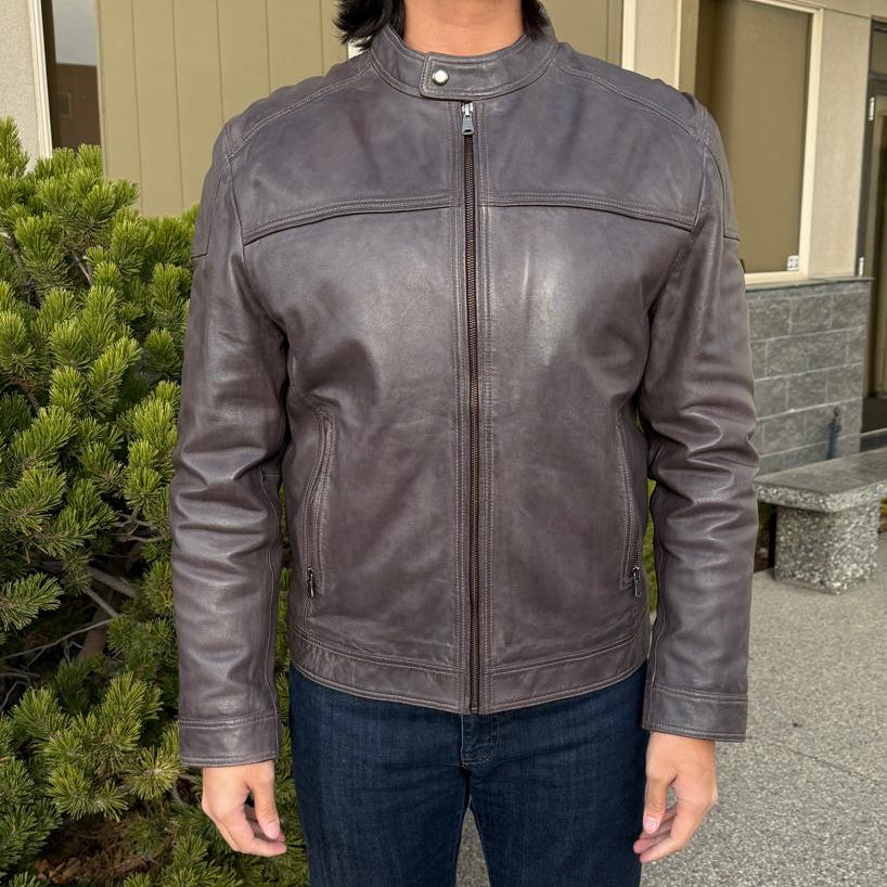 Men's Two-Tone Lamb Leather Jacket - Boutique of Leathers/Open Road