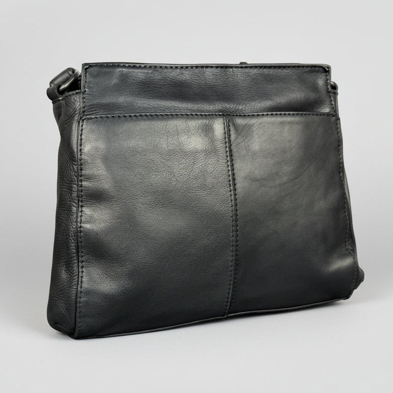 MET Women's Cow Leather Crossbody Bag with Front Zipper Pocket & Stud Detail