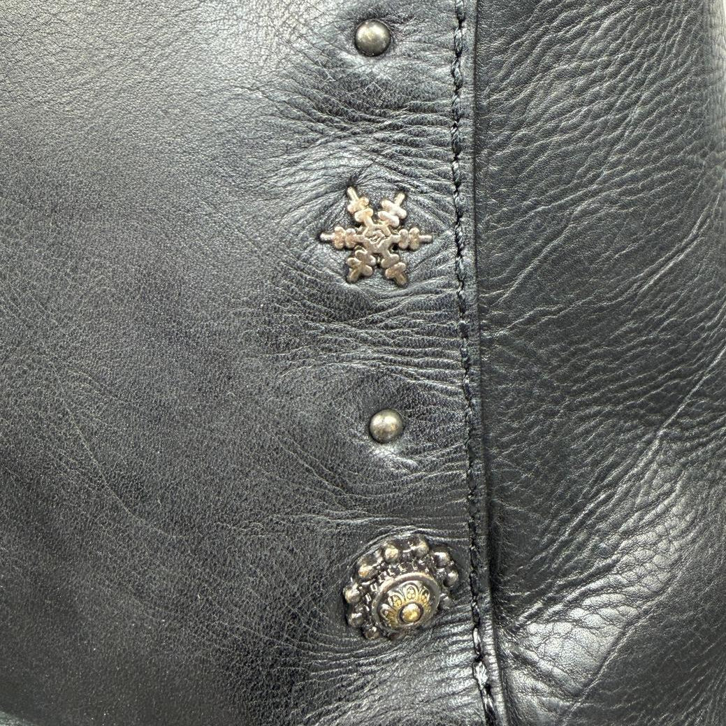 MET Women's Cow Leather Crossbody Bag with Front Zipper Pocket & Stud Detail