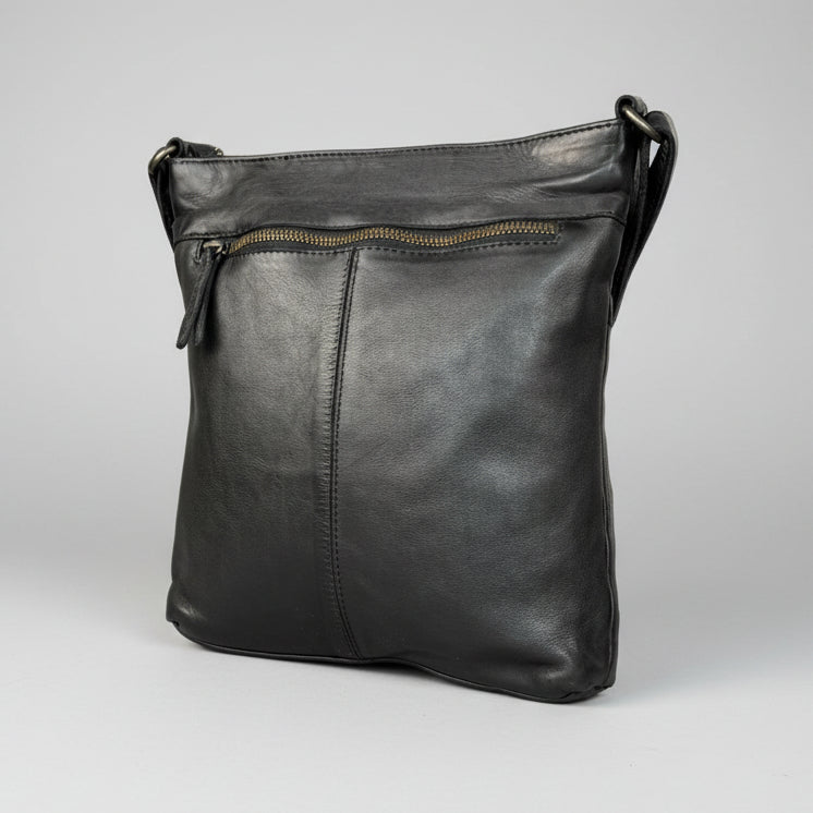 MET Cow Leather Crossbody Bag with Woven Front