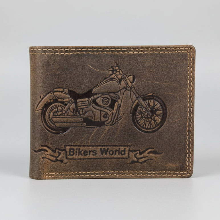 Viceroy Men's Bike Embossed Leather Wallet - Boutique of Leathers/Open Road