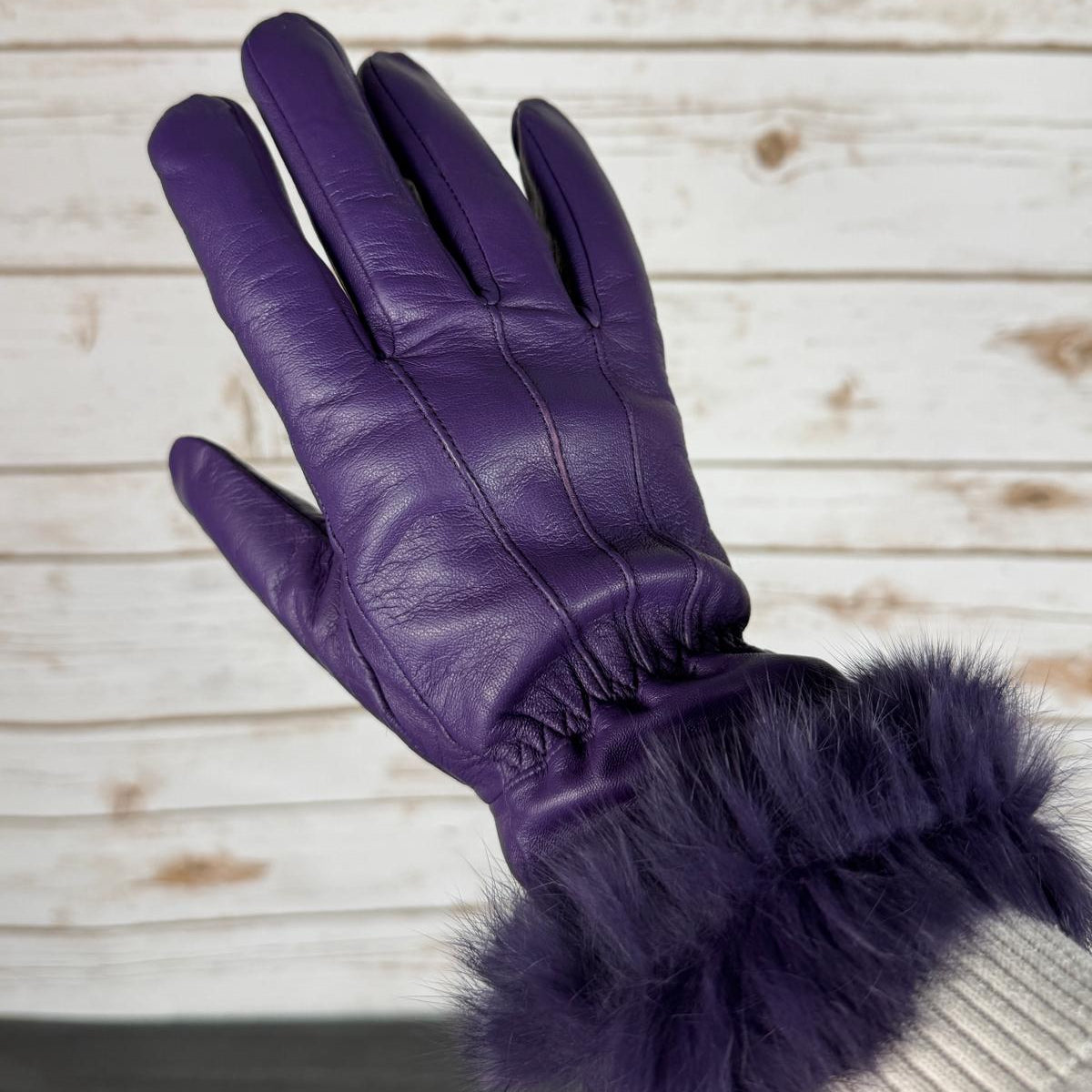 Women’s Sheep Leather Gloves with Rabbit Fur Trim - Boutique of Leathers/Open Road