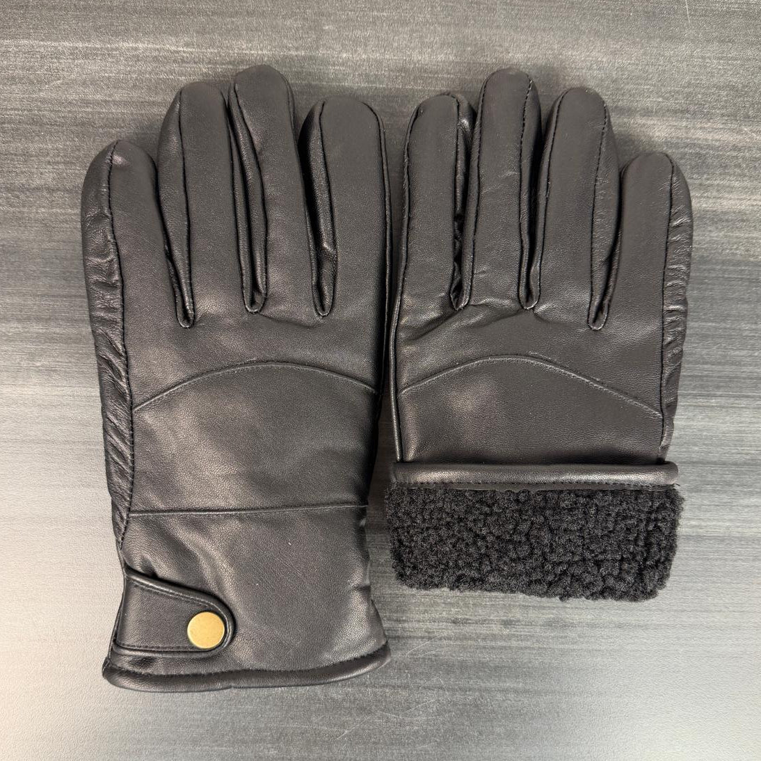 Men’s Sheep Leather Winter Gloves with Thick Fleece