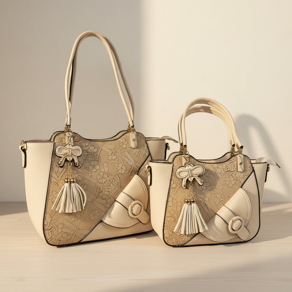 Temptation Italy Small Faux Leather Shoulder Bag. Floral & Dragonfly Embossed Handbag - Boutique of Leathers/Open Road