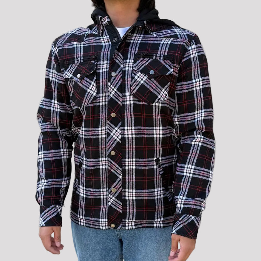 Open Road Men's Protective Armored Motorcycle Riding Flannel Shirt