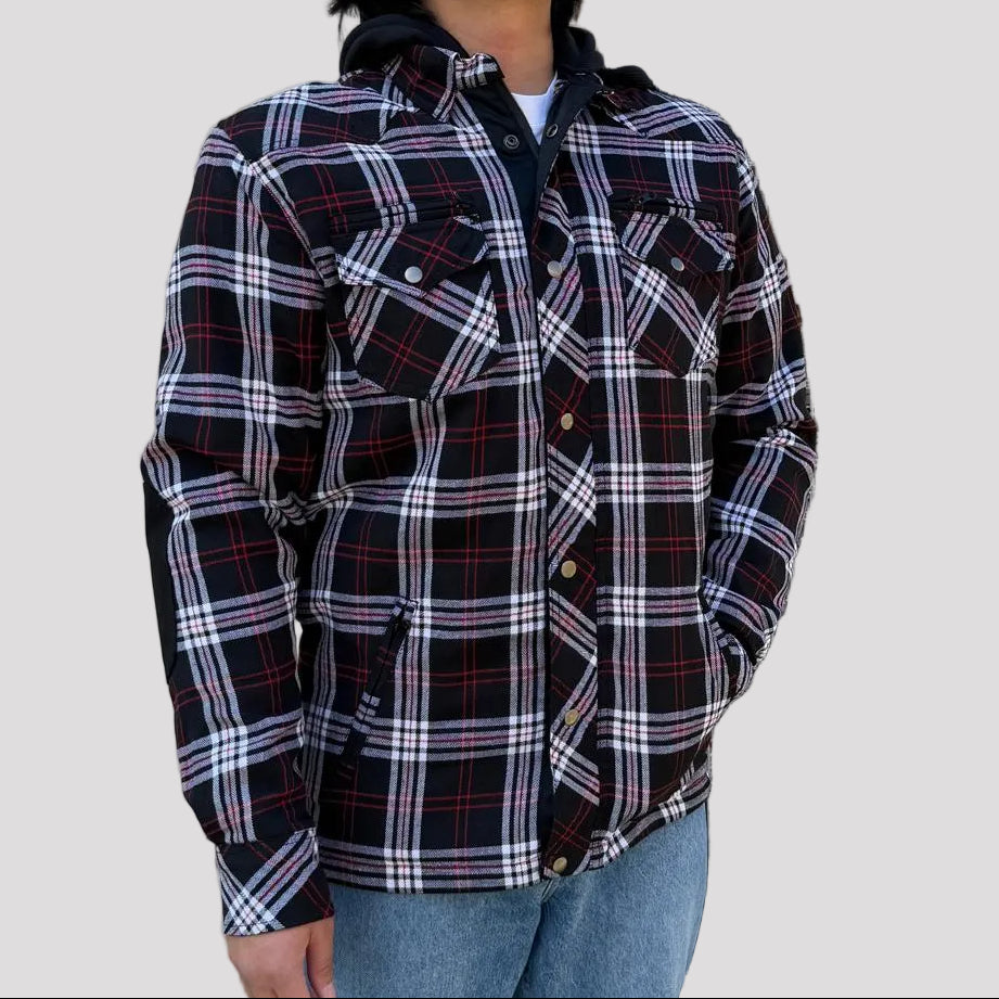 Open Road Men's Protective Armored Motorcycle Riding Flannel Shirt
