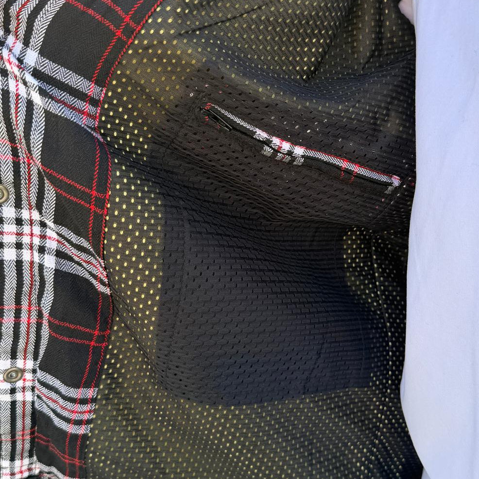 Open Road Men's Protective Armored Motorcycle Riding Flannel Shirt
