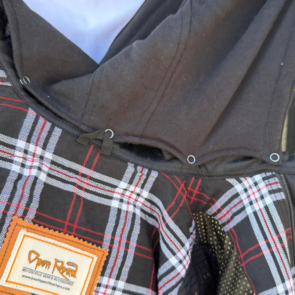 Open Road Men's Protective Armored Motorcycle Riding Flannel Shirt