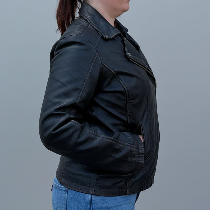 Open Road Women's Genuine Leather Butterfly Back Motorcycle Jacket