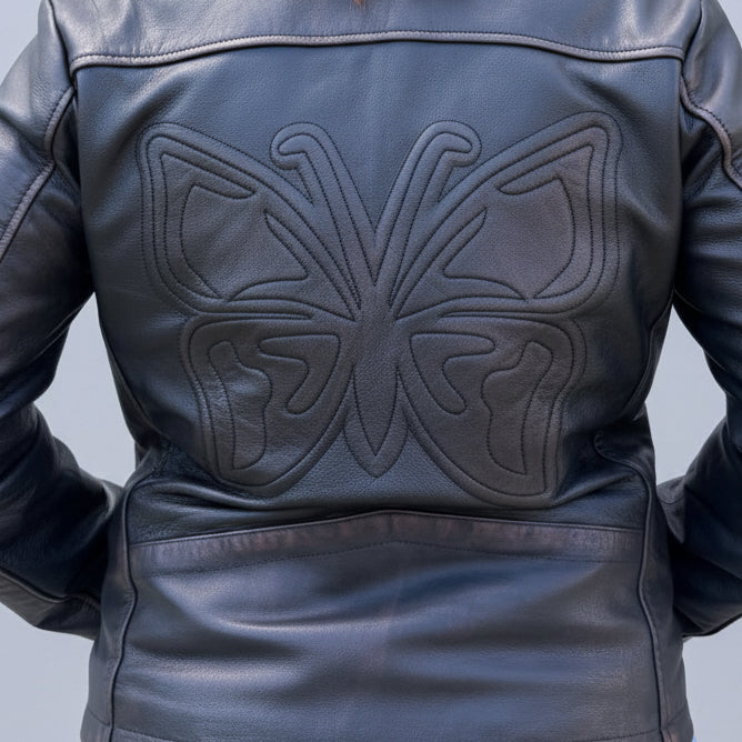 Open Road Women's Genuine Leather Butterfly Back Motorcycle Jacket