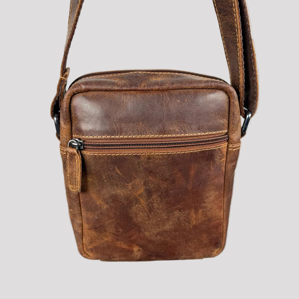 Greenwood Leather Mini-Messenger Bag. Premium Compact Crossbody Travel Organizer - Boutique of Leathers/Open Road