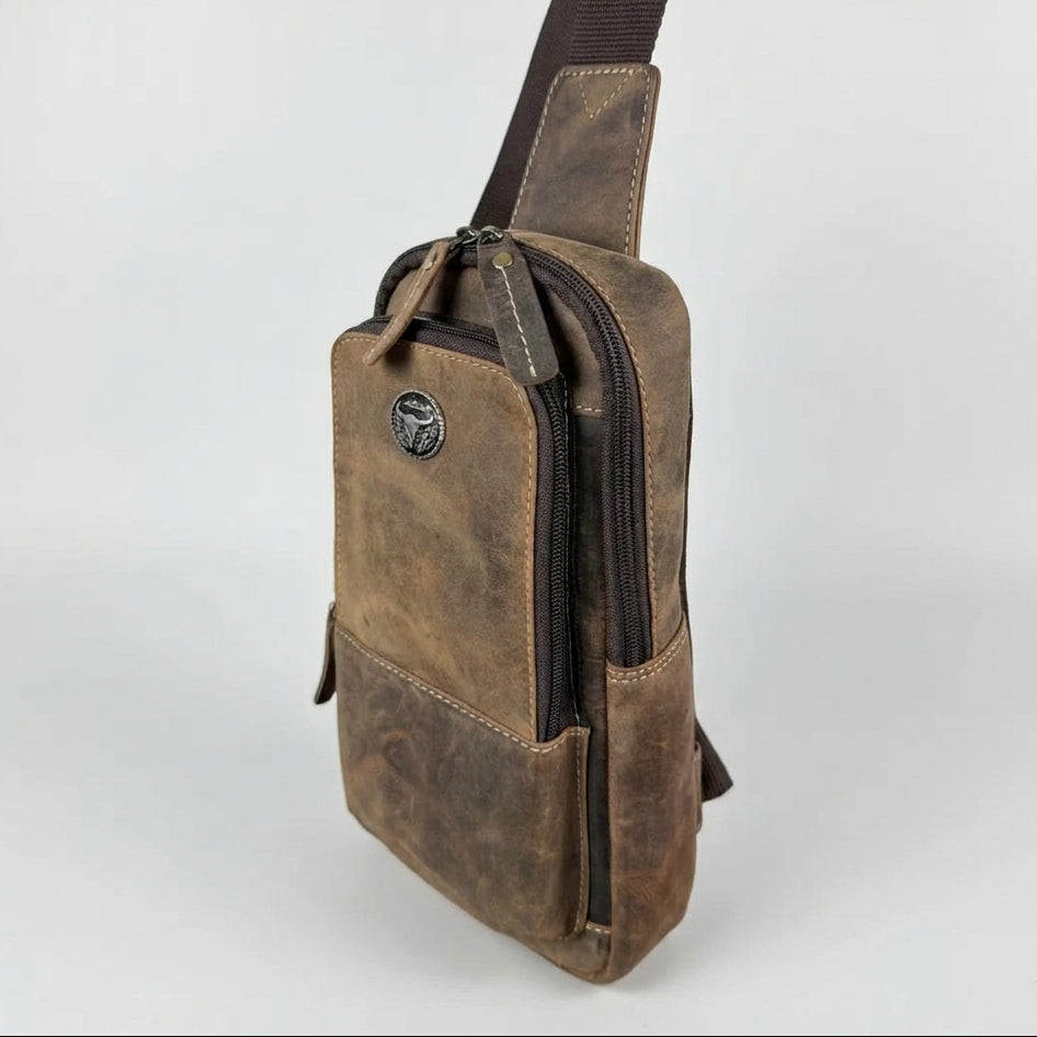 Premium Leather Sling Bag | Crossbody Backpack & Travel Messenger
