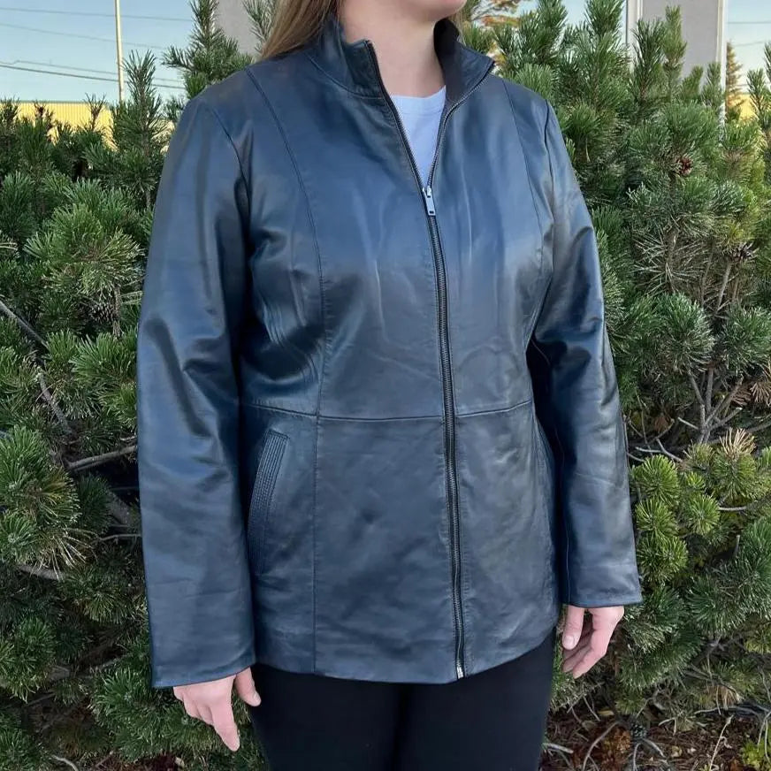 Women's Lamb Leather Jacket with Zipper and Dual Pockets Women's Coats & Jackets Boutique of Leathers/Open Road