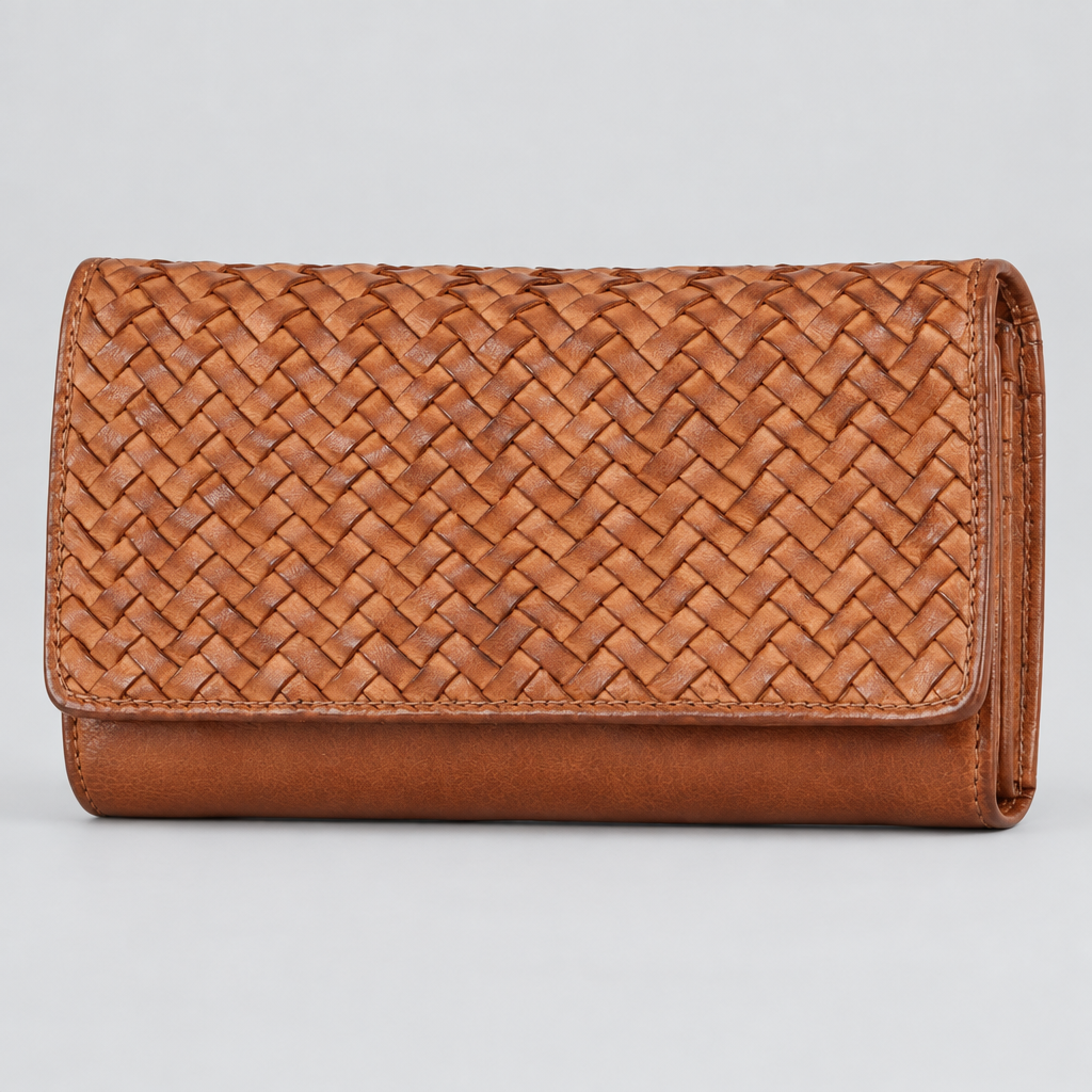 MET Women’s Leather Basket Weave Wallet. Artisan Woven Multi-Card Organizer - Boutique of Leathers/Open Road
