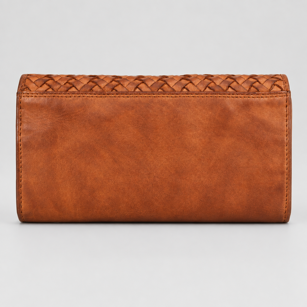 MET Women’s Leather Basket Weave Wallet. Artisan Woven Multi-Card Organizer - Boutique of Leathers/Open Road