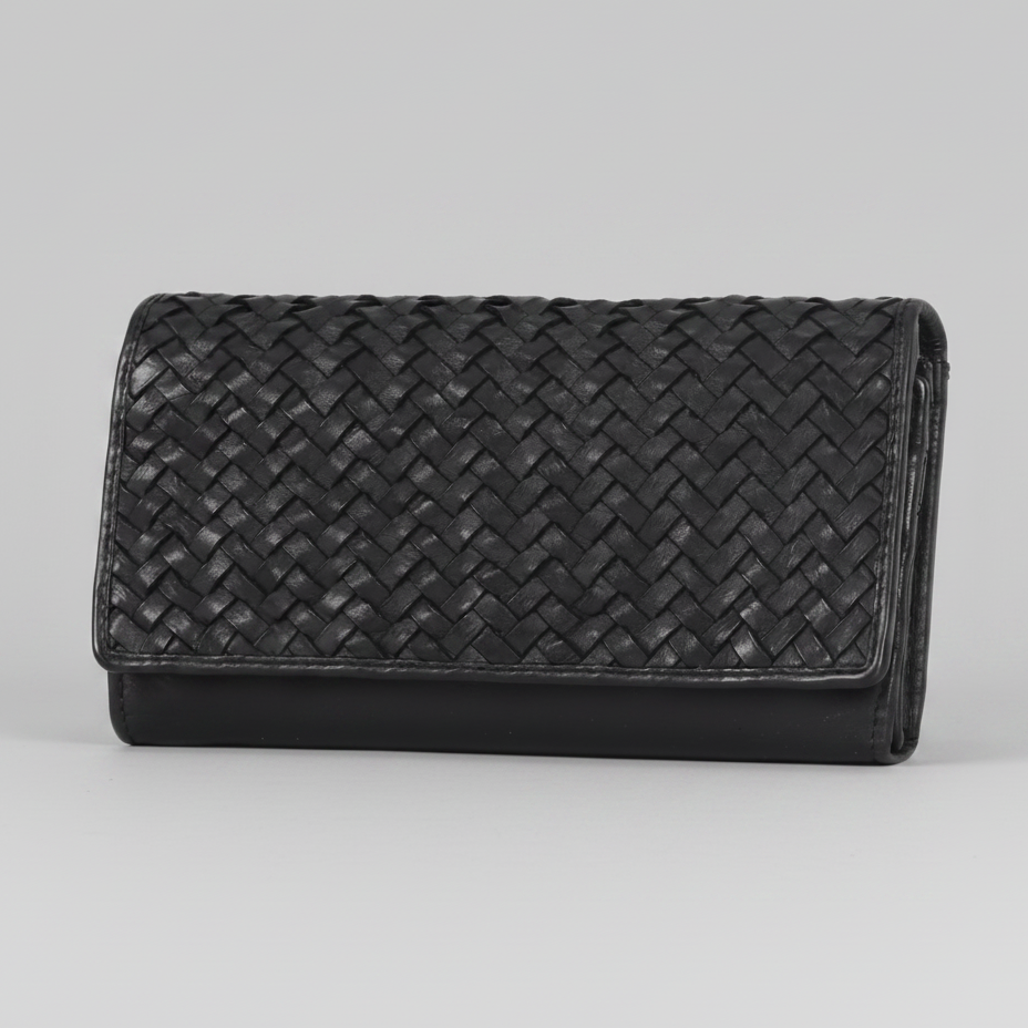MET Women’s Leather Basket Weave Wallet. Artisan Woven Multi-Card Organizer - Boutique of Leathers/Open Road
